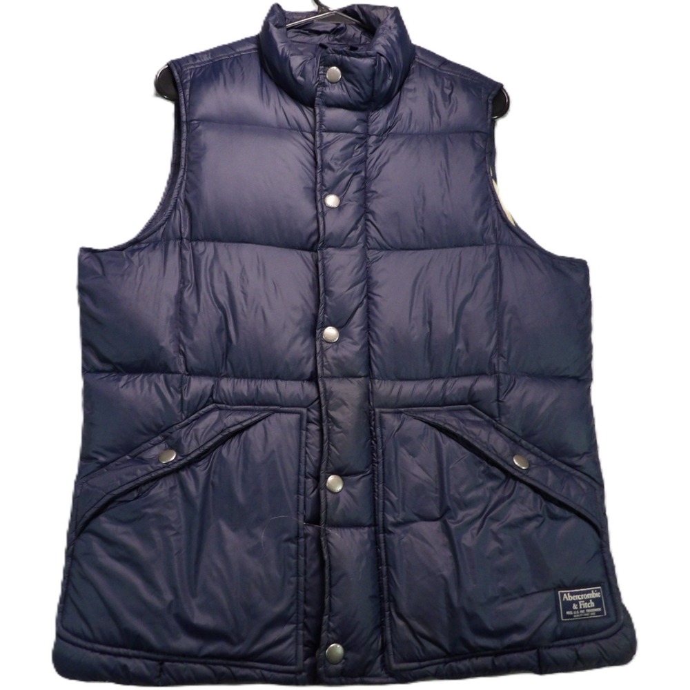 Abercrombie Fitch Puffer Vest Men S Navy Blue Down Water Repellent Gilet Outdoor